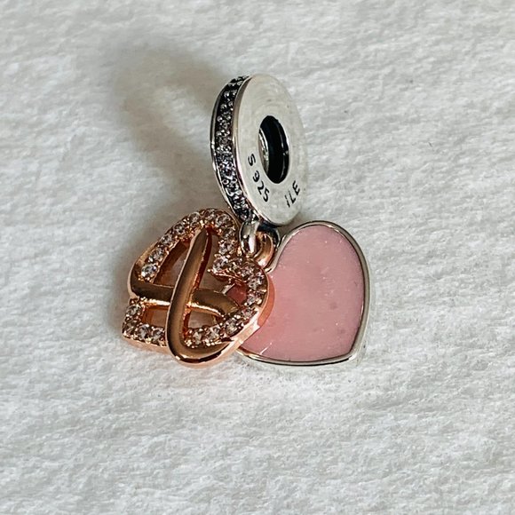Pandora 2Tone Sparkling Infinity Heart Dangle Charm 788878C01 - Picture 3 of 7